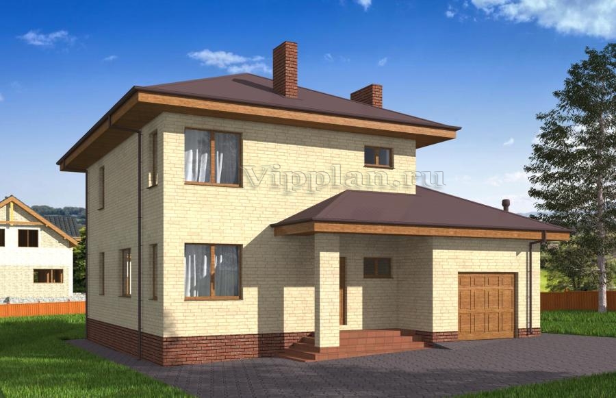 Двухэтажный дом с гаражом, подвалом и балконом